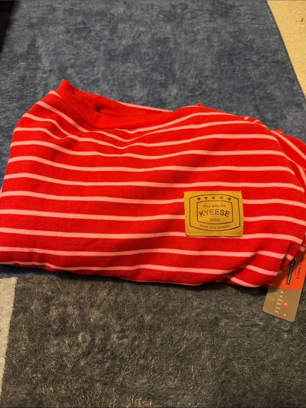 Red & White Striped Dog Pajama with Patch